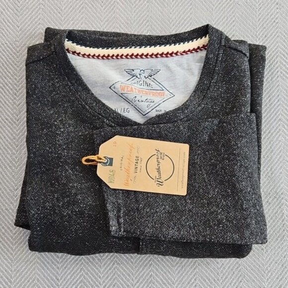 Weatherproof Vintage Shirt Men's Henley XL Black Heathered Long Sleeves NWT - Picture 14 of 14